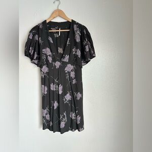 Free People Black Floral Mini Dress - Size 4